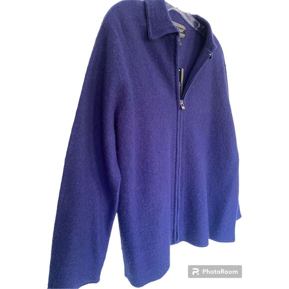 Nouveaux 100% Wool Purple Full Zip Cardigan Sz Xl NWT - Picture 3 of 12